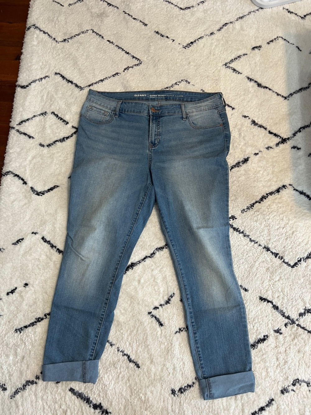 Old Navy Women's Medium Blue Boyfriend Jeans with Cuffed Hem